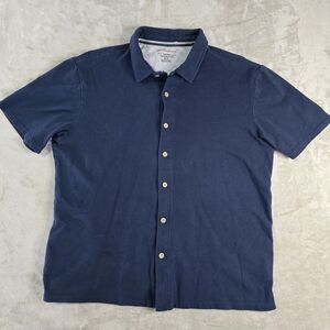 Weatherproof Men's Large Navy Casual Button Down Knit Shirt.